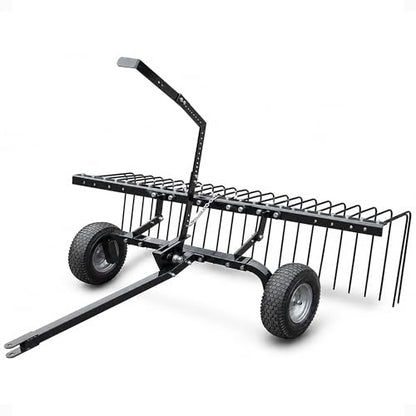 Yard Tuff 72 Inch Durable Steel Rake, Wheels, Lift Handle & Hitch for ATV, UTV, or Tractor - size: 72 Inch