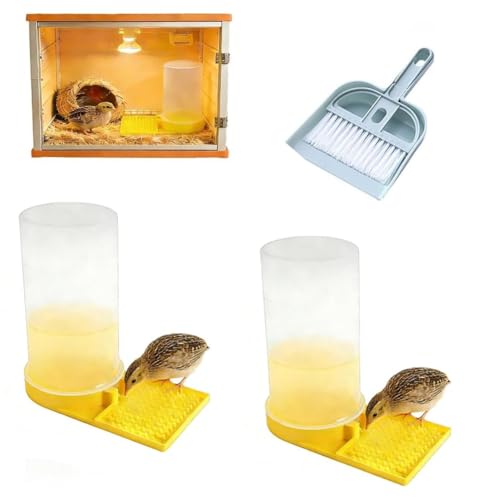 Large Capacity Quail Water Feeder with Small Cleaning Brush,Button Quail Supplies for coturnix cage,Baby Chick Water Feeder for Poultry Starter,Universal for Baby Chicks/Baby Birds