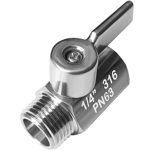 Beduan Mini Ball Valve Stainless Steel(316) 1/4" NPT Male x NPT Female Mini Ball Shutoff Valve - size: 1/4 NPT