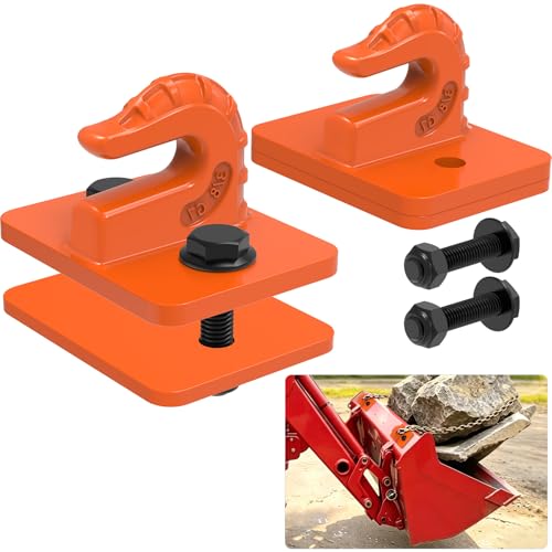 Insaga 3/8" Tractor Bucket Hooks - 2 Pack Forged Steel Bolt-On Grab Hooks - color: Orange-2Pack