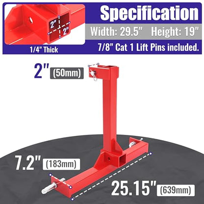 HECASA 3 Point 2 inch Trailer Hitch Receiver Drawbar for Category 1 Tractors