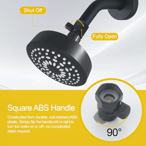 Shower Flow Control Valve, Shower Head Shut Off Valve Solid Brass Flow Pressure Regulator For Hand Shower G1/2, Matte Black