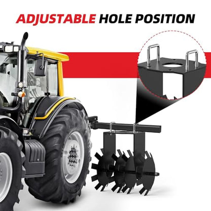 2 Pieces of ATV Disc Plow Implement, Pull Behind Tiller Disc Plough Harrow for Tractor Attachments