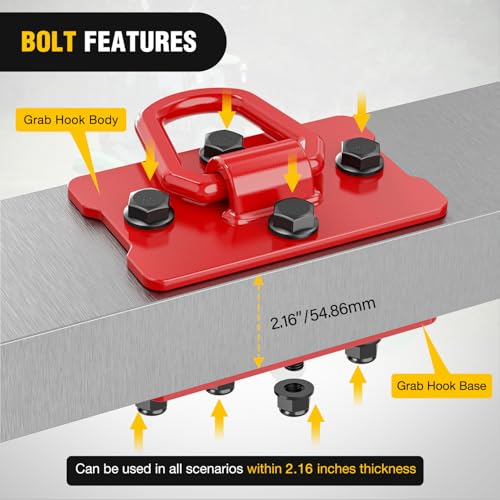 Nilight 1/2" Heavy Duty Trailer D Ring Tie Down Anchors with Backing Plates - color: Red, size: D Ring