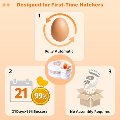 Egg Incubator for Hatching Eggs: Automatic Turner ±1°F Temperature