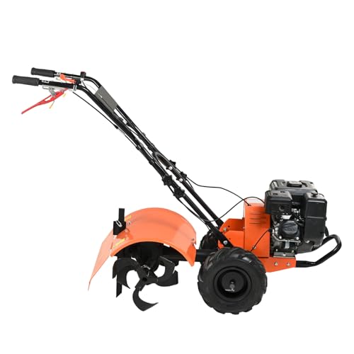 VEVOR Tiller Cultivator, 212CC 4-Stroke Garden Cultivator, Tiller with 4 Steel Adjustable Rear Tines for Lawn, Garden and Field Soil Cultivation - size: 212CC,4-Stroke