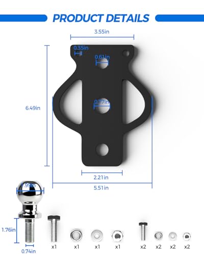 Xprite ATV UTV 3-Way Hitch Adapter w/2" Ball, 3500 lbs Trailer Hitch Mount - color: Stlye 4