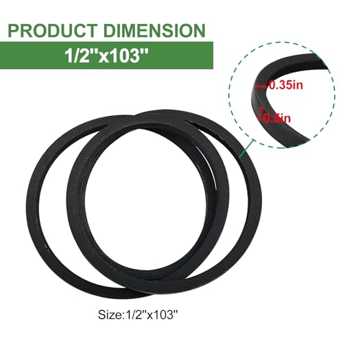 GX20072 John Deere 42 inch Deck Belt D105 D100 D110 LA105 LA110 - size: 104" x ½