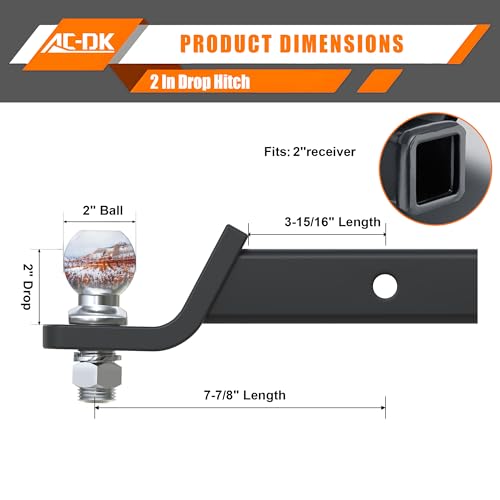 Trailer Hitch Ball Mount with 2" Ball for 2-Inch Receiver - size: 2 inch ball