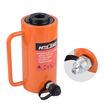 HZLZRZ 20T Hydraulic Cylinder Jack Hollow Single Acting Hydraulic Ram Cylinder, Hydraulic Lifting Cylinders 4"(101mm) and Porta Power Kit (RCH-204) - style: RCH-204