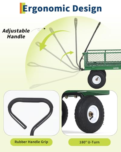 Steel Garden Cart 400 lbs Heavy Duty with Removable Sides Flatbed