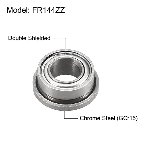 uxcell FR144ZZ Flanged Ball Bearing 1/8 x 1/4 x 7/64 inch Double Shielded Chrome Steel Flange Bearings, 4pcs - size: 1/8x1/4x7/64