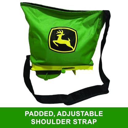 John Deere 25 lb Handheld Bag Seeder Spreader with Waterproof Bag, Enclosed Gears, Adjustable Shoulder Strap, Rear Baffle