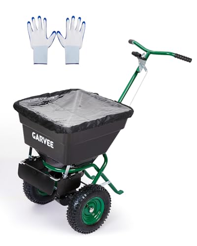 Garvee 100LBS Push Lawn Spreader, Broadcast Spreader with Hopper Grate - color: 100LB+Green