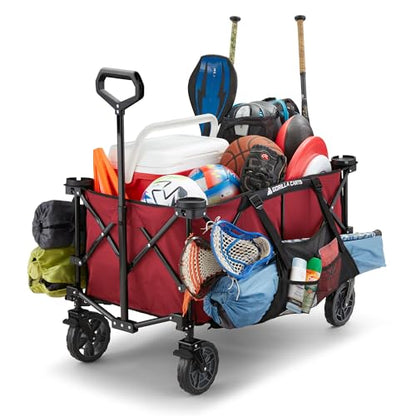 Gorilla Carts Collapsible Folding Outdoor Utility Wagon, 7 Cu Ft, Red - color: Red