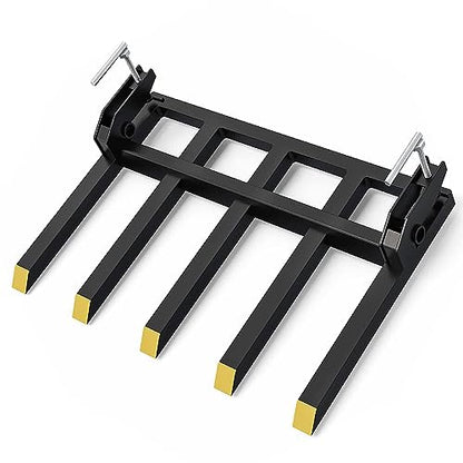 Clamp On Debris Forks 48" Bucket, 2500 lbs Capacity Heavy Duty Quick Attach Pallet Forks for Tractor Loader Skid Steer