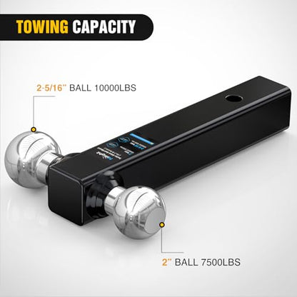 Nilight Trailer Hitch Ball Mount 2" & 2-5/16" Balls Fits 2" Receiver - color: 2" hitch 2 ball