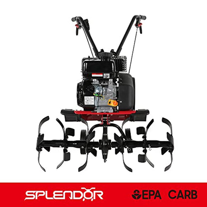 SPLENDOR Gas Powered Tiller 4 Cycle 212CC Working Width 13in-22in-33.5in Total Two Packages