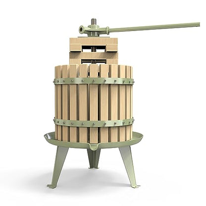 3.2 Gallon Fruit and Wine Press, Manual Cider Press with Solid Beech Wood Basket - color: Green, size: 3.2 Gallon