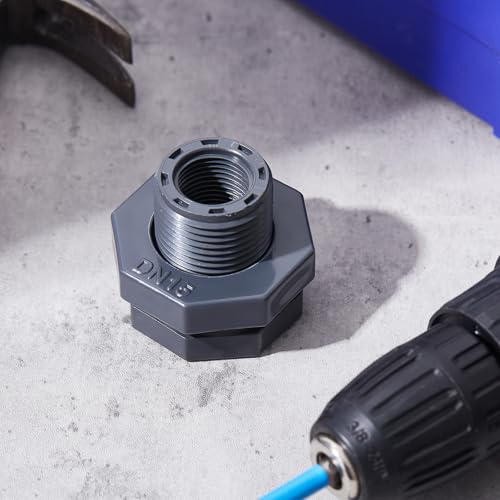 2 Pcs 1/2 Inch Bulkhead Fitting PVC Npt Tank Connector - size: 1/2 Inch