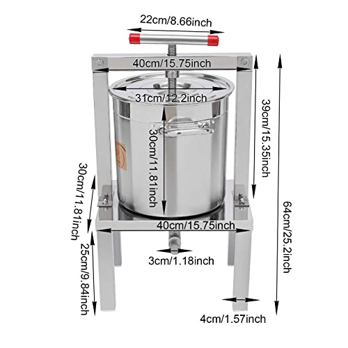 Grape Press, 3.5Gallon/448Oz Stainless Steel Fruit Wine Press with Height Adjustable Stand Apple Cider Manual Press Machine for Grape Honey…