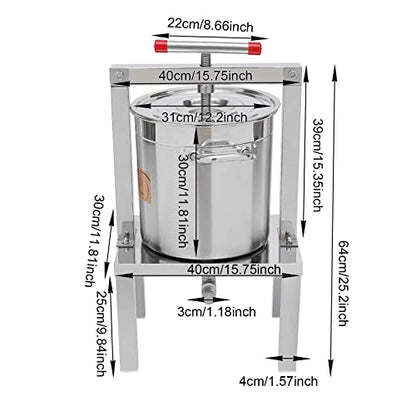 Grape Press, 3.5Gallon/448Oz Stainless Steel Fruit Wine Press with Height Adjustable Stand Apple Cider Manual Press Machine for Grape Honey…