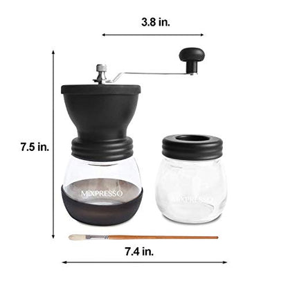 Mixpresso Manual Coffee Grinder, Ceramic Burr Hand Grinder with Glass Jars - style: Manual Grinder