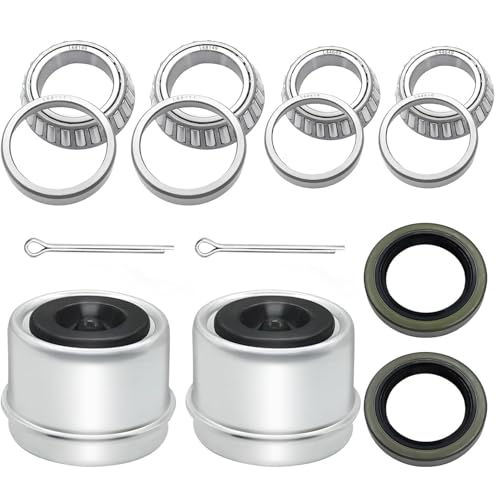2 Set Fits for 1-3/8'' to 1-1/16'' Axles Trailer Wheel Hub Bearings Kit, L68149/L68111 and L44649/L44610, 171255TB Seal OD 1.719''Axles Trailer Wheel Hub Bearings Kit with Dust Cover and Cotter Pin - color: 2 Set L68149/L68111+L44649/L44610
