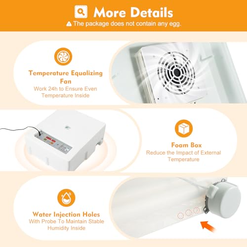 Egg Incubator 64 Eggs, Single Layer Digital Hatcher, Poultry Hatching Machine, 3-in-1 Hatching, Brooding & Incubating, Temperature Control, for Chicken Quail Duck Goose Pigeon - size: 64 Eggs