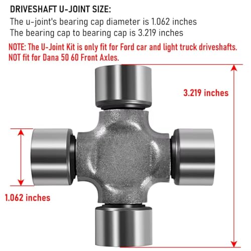Front Axle Vaccum Knuckle Seal & Hub O-Ring & Dust Seals Kit With Driveshaft U-Joint Fit For Ford F250 F350 Super Duty With Dana Super 60 (2005 to 2019) - size: Driveshaft U-Joint & Front Axle Bearing Kit