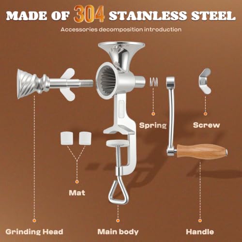 Moongiantgo Hand Crank Poppy Seed Grinder Mill Stainless Steel