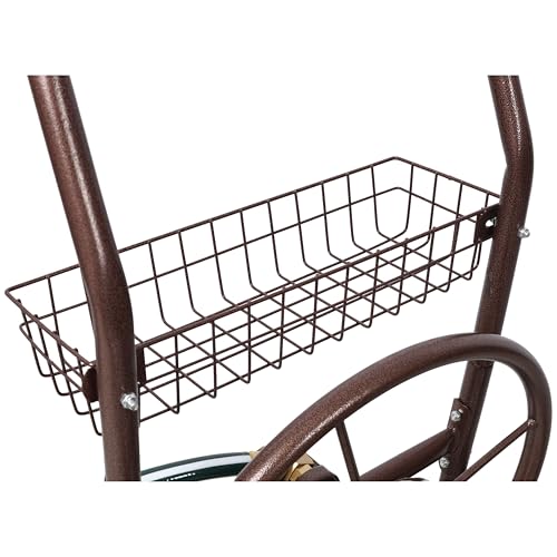 Expressions Heavy Duty Hose Reel Cart with Wheels 250 Ft Hose Capacity Metal Caddie for Lawn Care