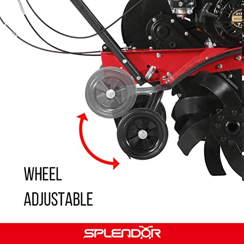 SPLENDOR Gas Powered Tiller 4 Cycle 212CC Working Width 13in-22in-33.5in Total Two Packages