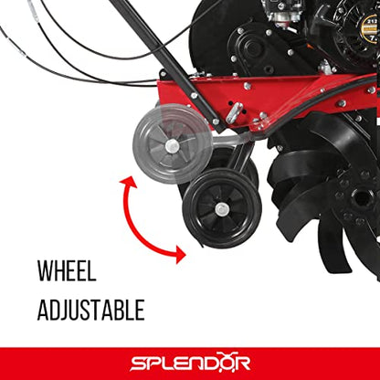 SPLENDOR Gas Powered Tiller 4 Cycle 212CC Working Width 13in-22in-33.5in Total Two Packages