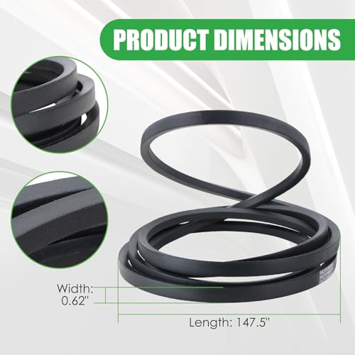 582558001 Mower Deck Belt Fit for Husqvarna Z248F RedMax RZT48 Jonsered Z48F 48 Inch Zero Turn Mowers (0.62" x 147.5") - size: 0.62" x 147.5"