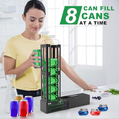 Electric Can Crusher: 8oz/12oz/16oz Automatic Crusher, Loads 8 Cans for Sequential Crushing with Auto-Eject, Heavy Duty for Recycling Soda, Beer & Plastic Bottles