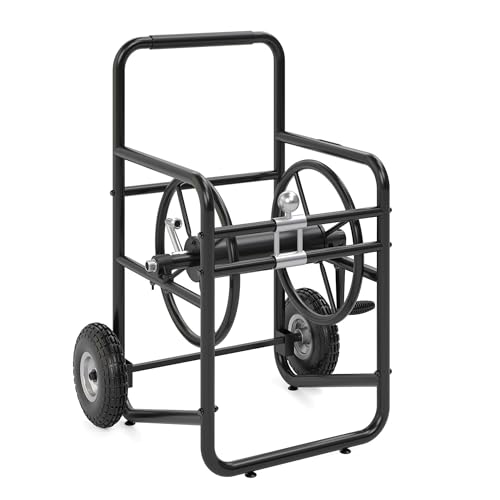 Suncast 200' Pro Hose Reel Cart with Flat-Free Rubber Tires, Outdoor Weather-Resistant Steel Garden Hose Reel Cart, 200' of 5/8" Hose Capacity, Made in the USA