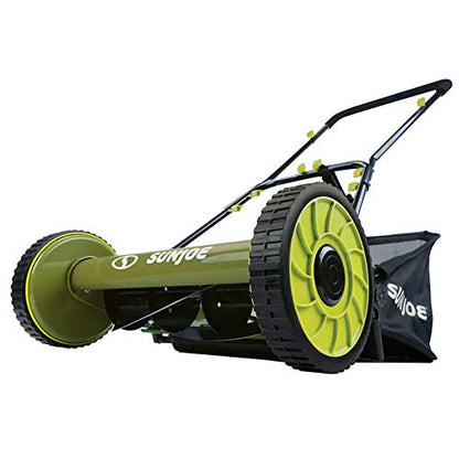 Sun Joe Manual Push Reel Lawn Mower with 6.6-Gal Grass Catcher, 16-Inch Cutting Width - Heavy-Duty Yard Trimmer Machine for Gardening Care and Maintenance, MJ500M - size: 16 in