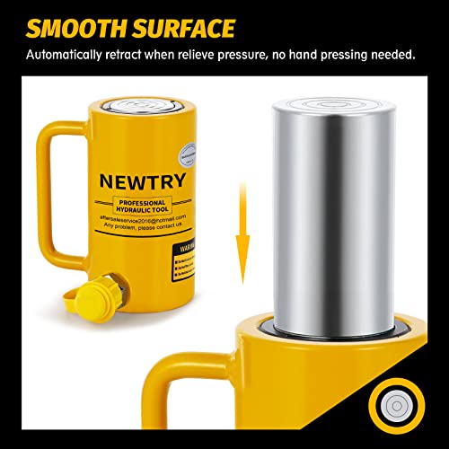 NEWTRY 50T Long Hydraulic Ram Jack, 4" Stroke Porta Power Auto Retract - size: 50T