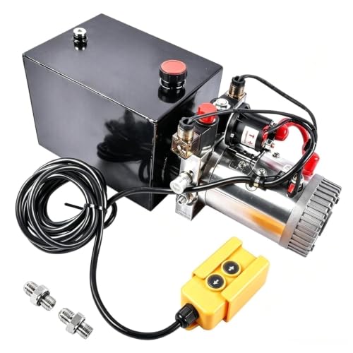 8 Quart Hydraulic Power Unit 3200 PSI 12V DC Double Acting Dump Trailer Pump 1.6KW Heavy Duty Hydraulic Pump for Dump Trailers Car Lifting Agricultural Equipment with Metal Oil Reservoir Mustrod - size: 8 Quart Double Acting