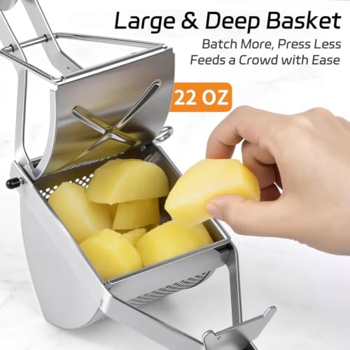 Potato Ricer Stainless Steel 22oz Large Mashed Potato Ricer for Masher Potatoes, Heavy Duty, Dishwasher Safe, Large Capacity