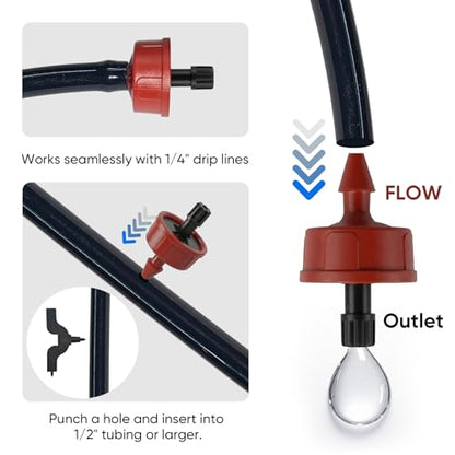 1 GPH Pressure Compensating Drip Emitters for 1/4" Tubing 60Pcs - size: 60pcs 1 GPH