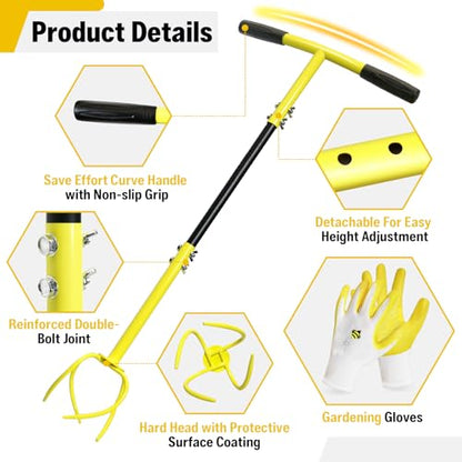 Gardening Hand Tiller, Manual Twist Tiller, Claw Cultivator Tiller