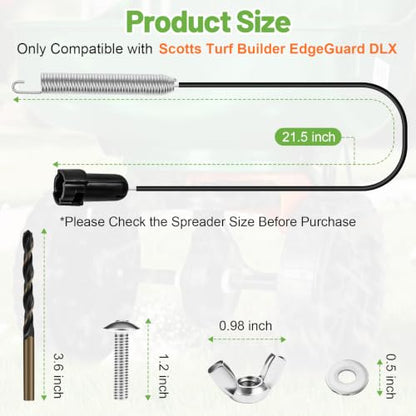 Control Cable Compatible with Scotts DLX Turf Builder EdgeGuard Spreader | Lawn Spreader Control Cable, Fits DLX Turf Builder EdgeGuard Broadcast, Push-Pull Locking Lever Cord, Durable Fertilizer Part - size: DLX