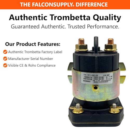Genuine Trombetta 114-1211-020-02 12V Heavy Duty Solenoid Relay Kit, Replaces SnowEx B62178 Snow Plow, Winnebago 008188-02-000, RV Battery Isolator, Hydraulic Pump, Dump Trailer, 225 Amp