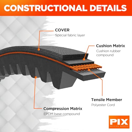 PIX AX30 Cogged V-Belt – 1/2 x 32in OC, Industrial Drive V-Belt for High Horsepower Applications, Compressors, Pumps, Fans, Vacuum Pumps, Blowers, Generators, Heat Exchangers, and Industrial Drives - size: 32in OC