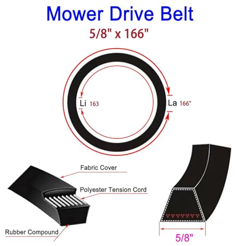 133-7075 Lawn Mower Tractor Deck Belt 5/8" x 166" Replacement for 126-7731