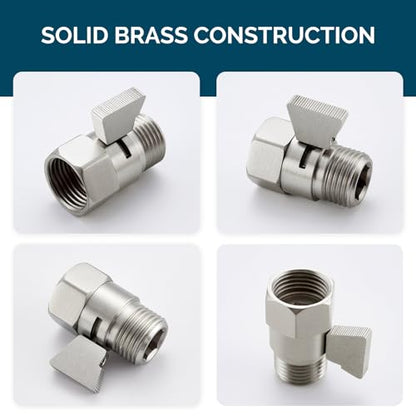 Angle Simple Shower Valve Brushed Nickel, Flow Adjuster Restrictor Shut Off - color: Brushed Nickel
