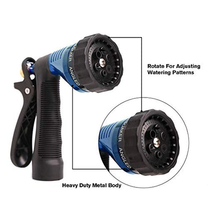 GREEN MOUNT Water Hose Nozzle Spray Nozzle, Metal Garden Hose Nozzle with Adjustable Spray Patterns - color: Blue