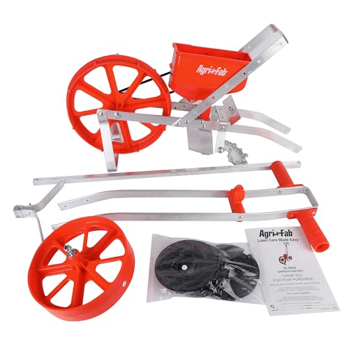 Agri-Fab Push Garden Seeder Planter with 7 Interchangeable Seed Plates, 3 lb Capacity Hopper and Adjustable Row Marker, Orange